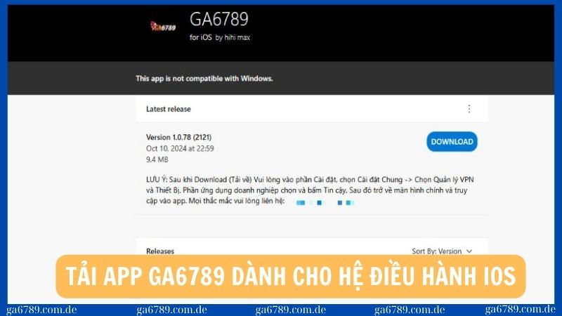 Tải app Ga6789 trên hai hệ điều hành Android và iOS 3 Tải ứng dụng Ga6789 dành cho phiên bản iOS
